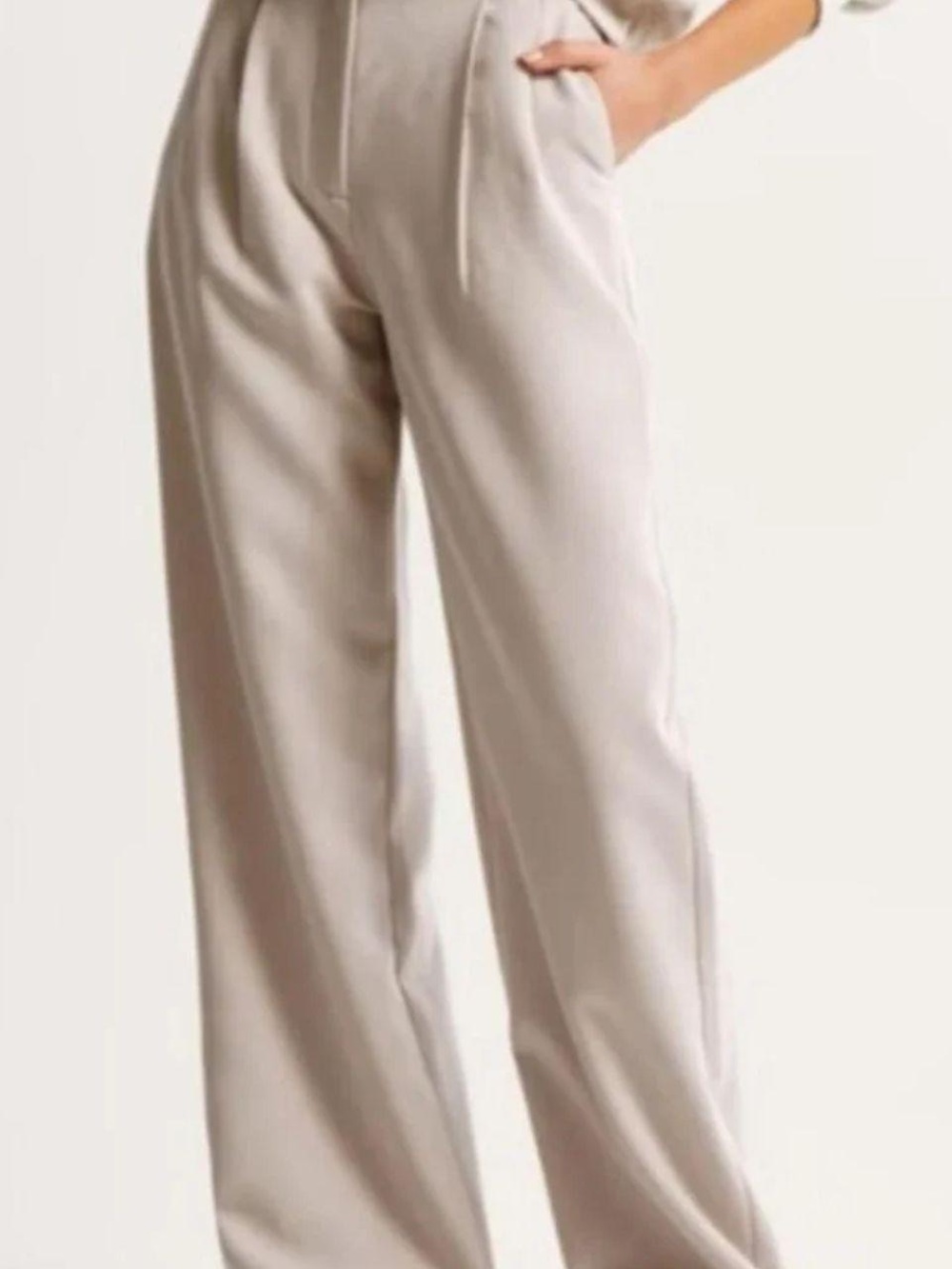 Abercrombie & Fitch Wide-Leg Trousers in Light Beige